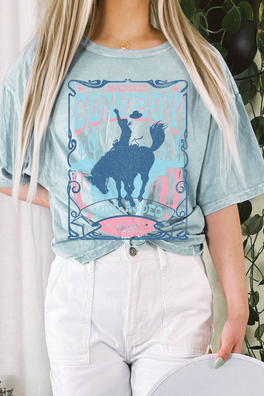 AMERICAN COWBOY WILD RODEO MINERAL GRAPHIC LONG CROP TOP