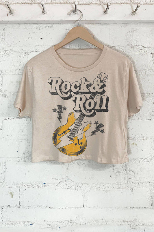 ROCK AND ROLL GRAPHIC SHORT CROP TOP